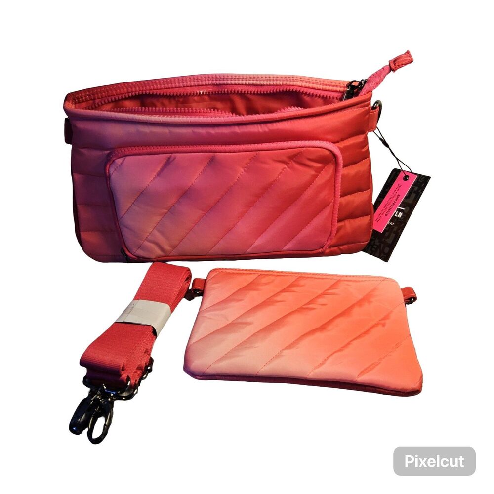 Think Royln Bank Street XL Crossbody w/ Pouch Bundle Fuchsia Ombre NWT - Picture 8 of 11